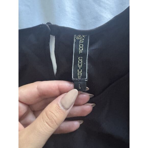 Poof Couture Black Romper Bat Witchy Cuffed Shorts Cold Shoulder Large - Picture 5 of 7